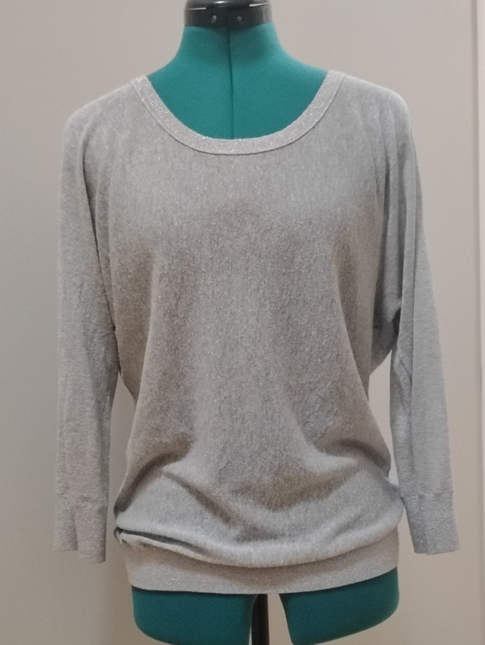 Club Monaco Silver Shimmer Knit Top